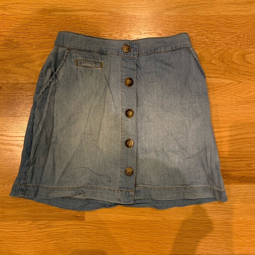 Button up soft jean skirt